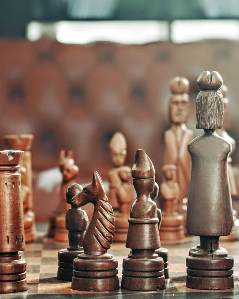 Close up of Chess Pieces on a board.